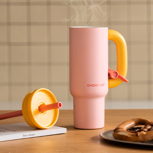 Bawang Ceramic Thermos cup in Peach
