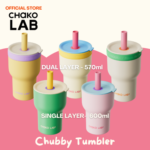 Chako Lab Chubby Tumbler Insulated Single Layer / Dual Layer with Glass Tumbler 570ml / 600ml