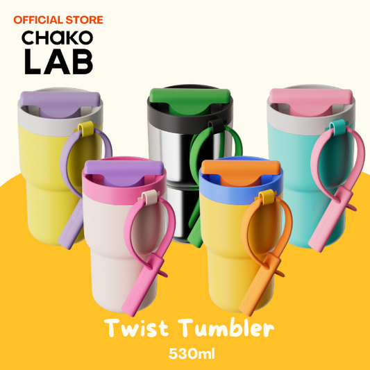 Chako Lab Twist Tumbler Ceramic Coated 2-way Sip Feature (SIP and CHUG) 530ml