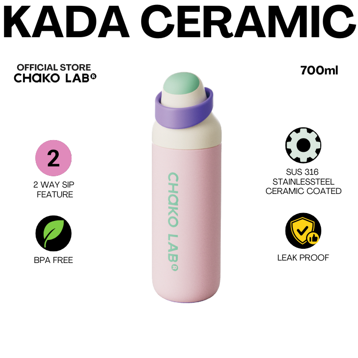 CHAKO LAB CERAMIC KADA INSULATED TUMBLER 2-Way Sip Feature SIP AND CHUG 550ml / 700ml Insulated Tumbler