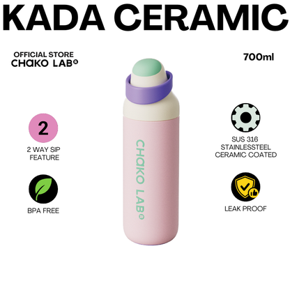 CHAKO LAB CERAMIC KADA INSULATED TUMBLER 2-Way Sip Feature SIP AND CHUG 550ml / 700ml Insulated Tumbler