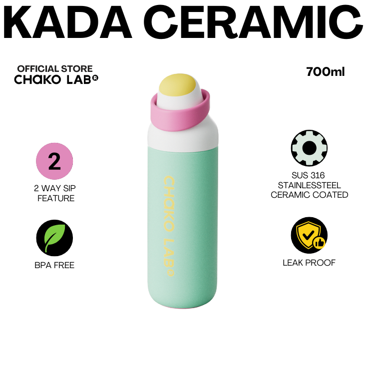 CHAKO LAB CERAMIC KADA INSULATED TUMBLER 2-Way Sip Feature SIP AND CHUG 550ml / 700ml Insulated Tumbler