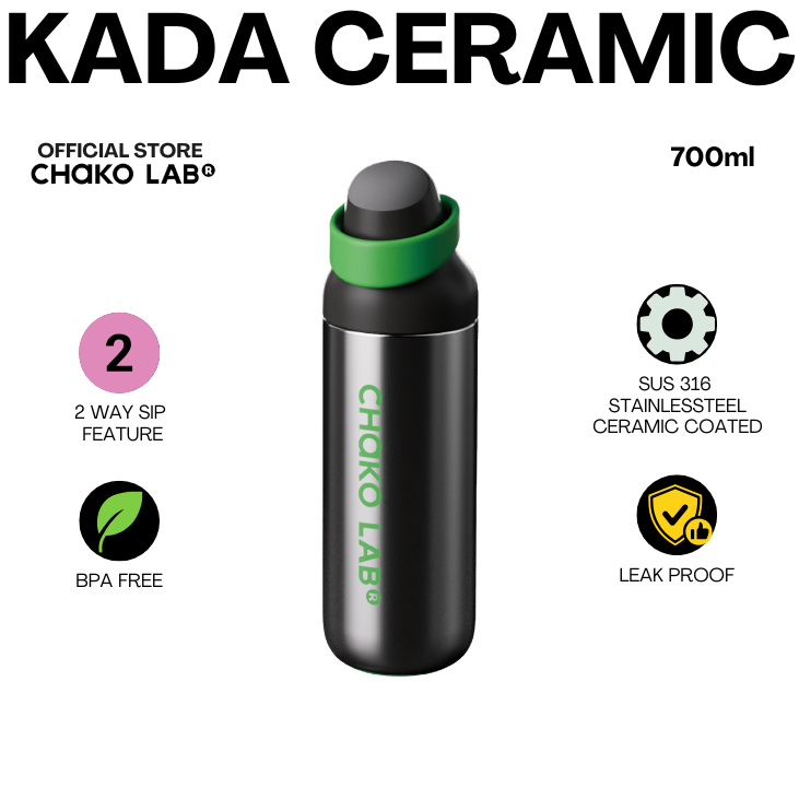 CHAKO LAB CERAMIC KADA INSULATED TUMBLER 2-Way Sip Feature SIP AND CHUG 550ml / 700ml Insulated Tumbler