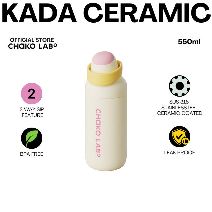 CHAKO LAB CERAMIC KADA INSULATED TUMBLER 2-Way Sip Feature SIP AND CHUG 550ml / 700ml Insulated Tumbler