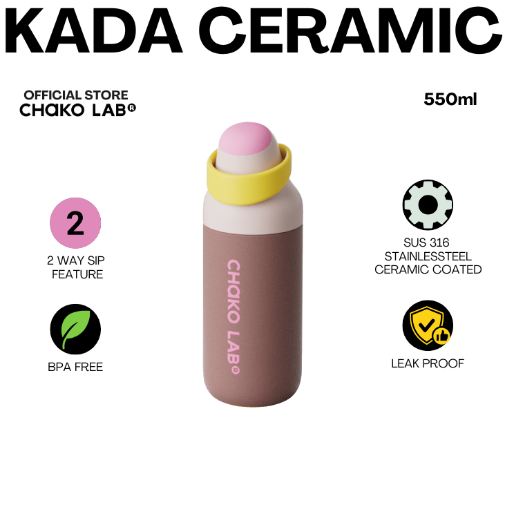 CHAKO LAB CERAMIC KADA INSULATED TUMBLER 2-Way Sip Feature SIP AND CHUG 550ml / 700ml Insulated Tumbler