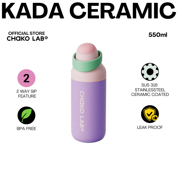 CHAKO LAB CERAMIC KADA INSULATED TUMBLER 2-Way Sip Feature SIP AND CHUG 550ml / 700ml Insulated Tumbler