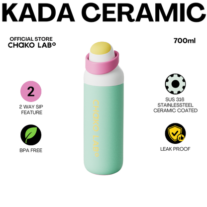 CHAKO LAB CERAMIC KADA INSULATED TUMBLER 2-Way Sip Feature SIP AND CHUG 550ml / 700ml Insulated Tumbler