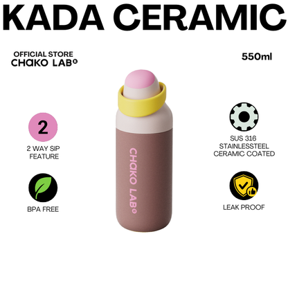 CHAKO LAB CERAMIC KADA INSULATED TUMBLER 2-Way Sip Feature SIP AND CHUG 550ml / 700ml Insulated Tumbler
